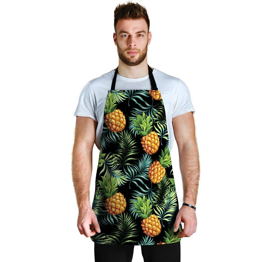 Tropical Palm Leaf Pineapple Print Men's Apron-grizzshop