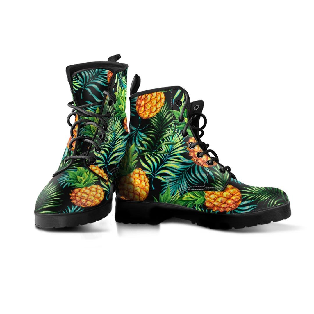 Tropical Palm Leaf Pineapple Print Men's Boots-grizzshop