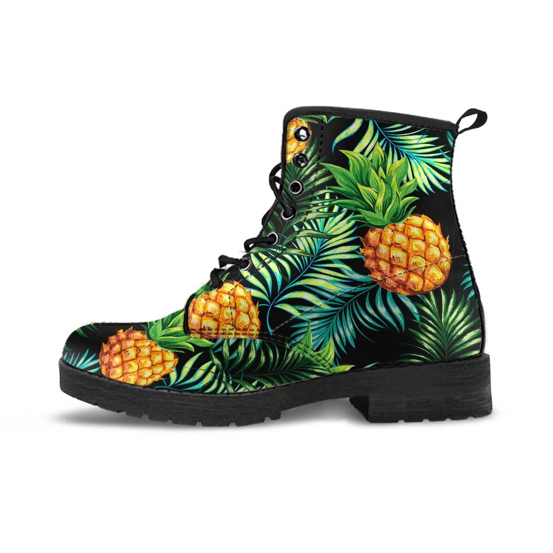 Tropical Palm Leaf Pineapple Print Men's Boots-grizzshop