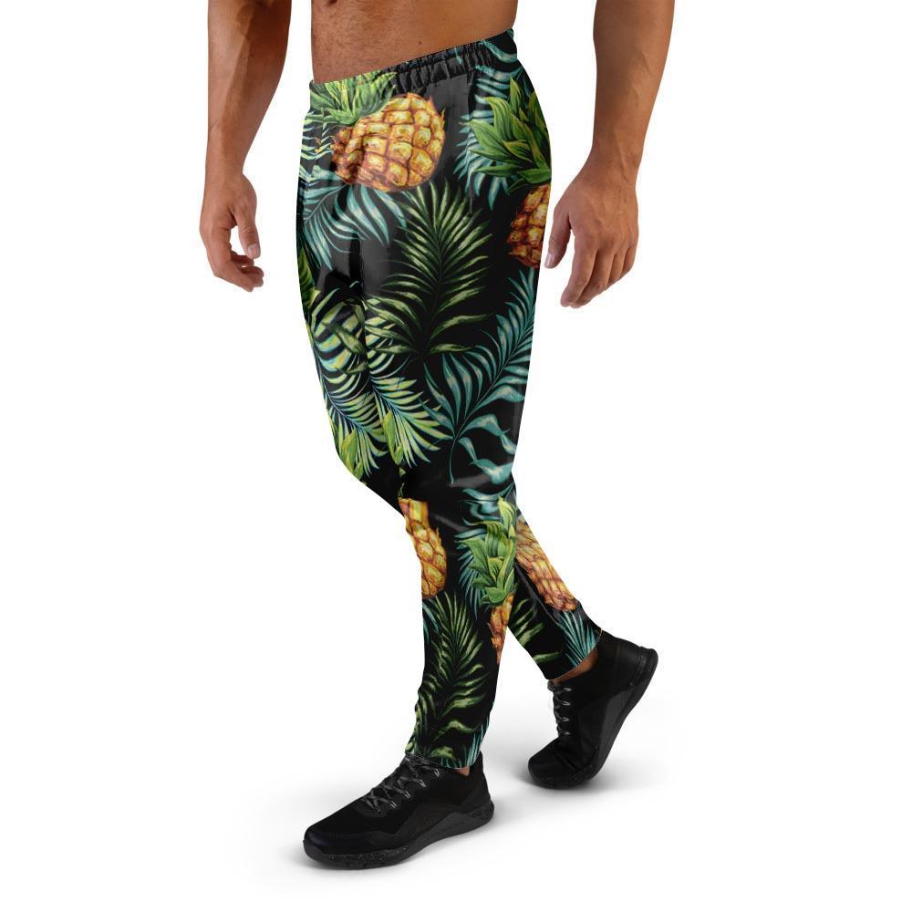 Tropical Palm Leaf Pineapple Print Men's Joggers-grizzshop