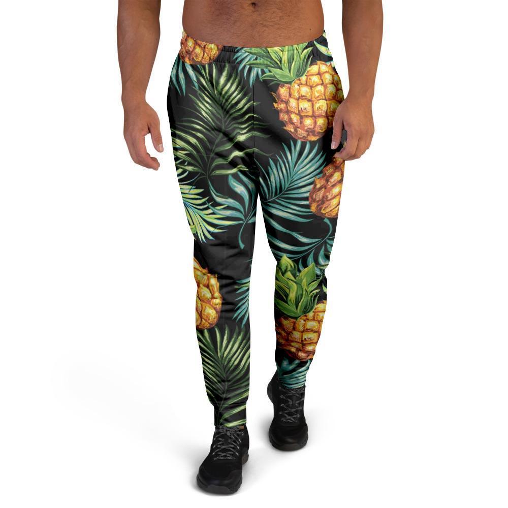 Tropical Palm Leaf Pineapple Print Men's Joggers-grizzshop