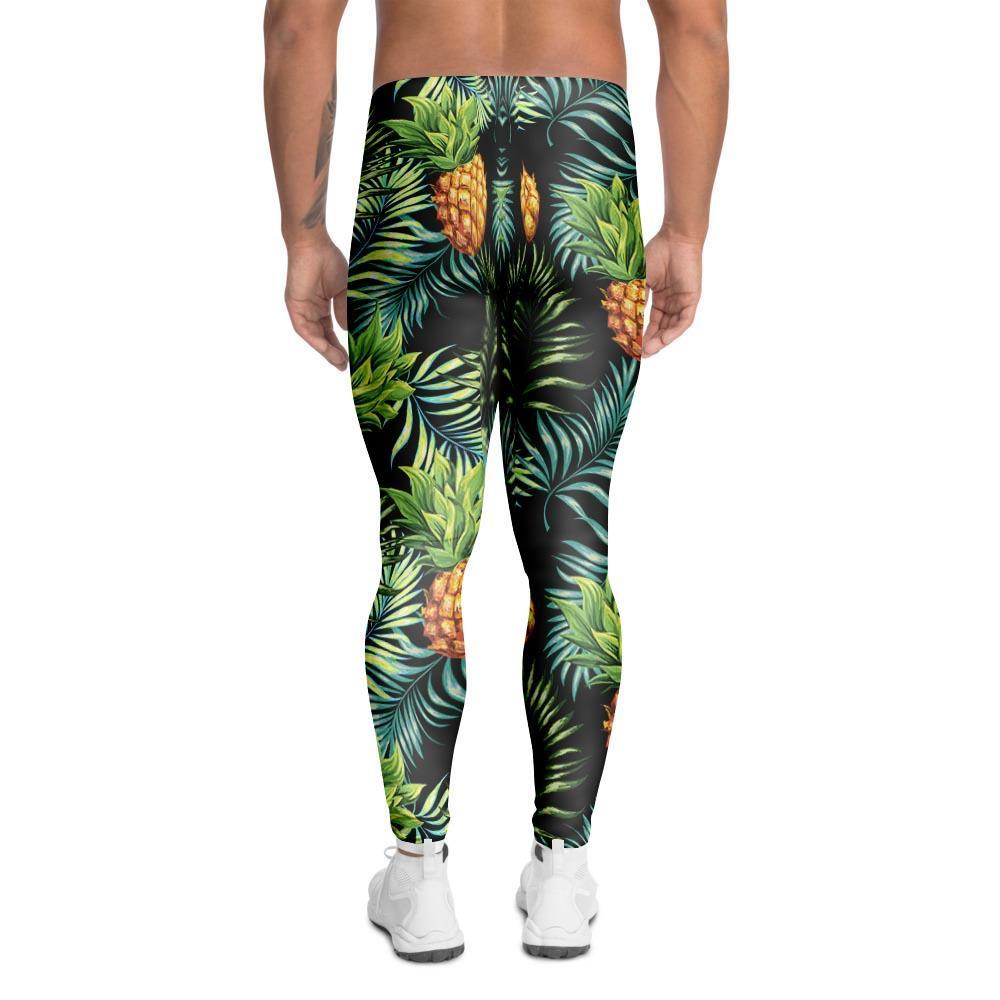 Tropical Palm Leaf Pineapple Print Men's Leggings-grizzshop