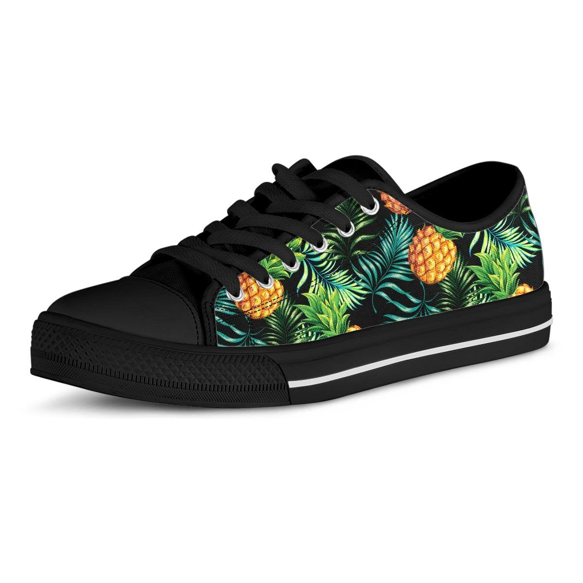 Tropical Palm Leaf Pineapple Print Men's Low Top Shoes-grizzshop