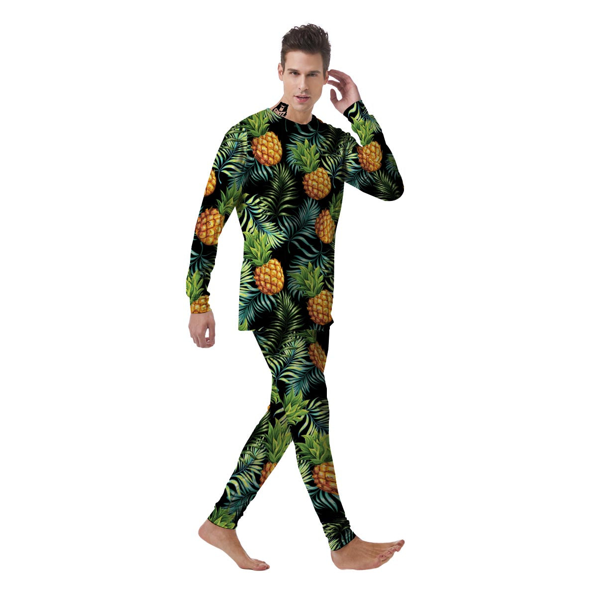 Tropical Palm Leaf Pineapple Print Men's Pajamas-grizzshop