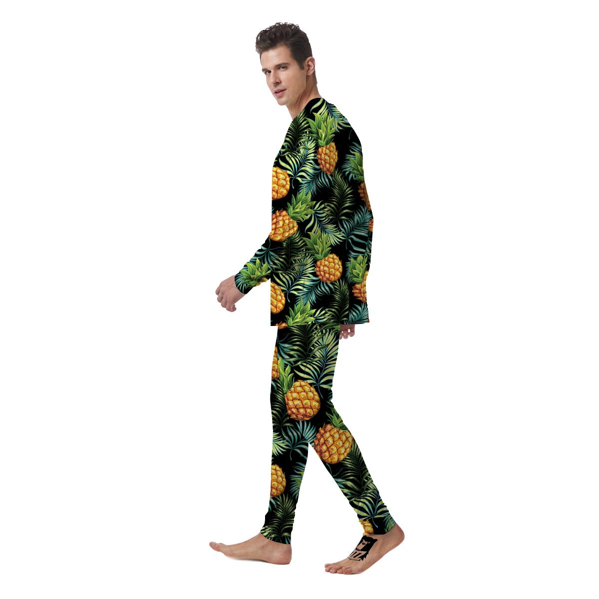 Tropical Palm Leaf Pineapple Print Men's Pajamas-grizzshop