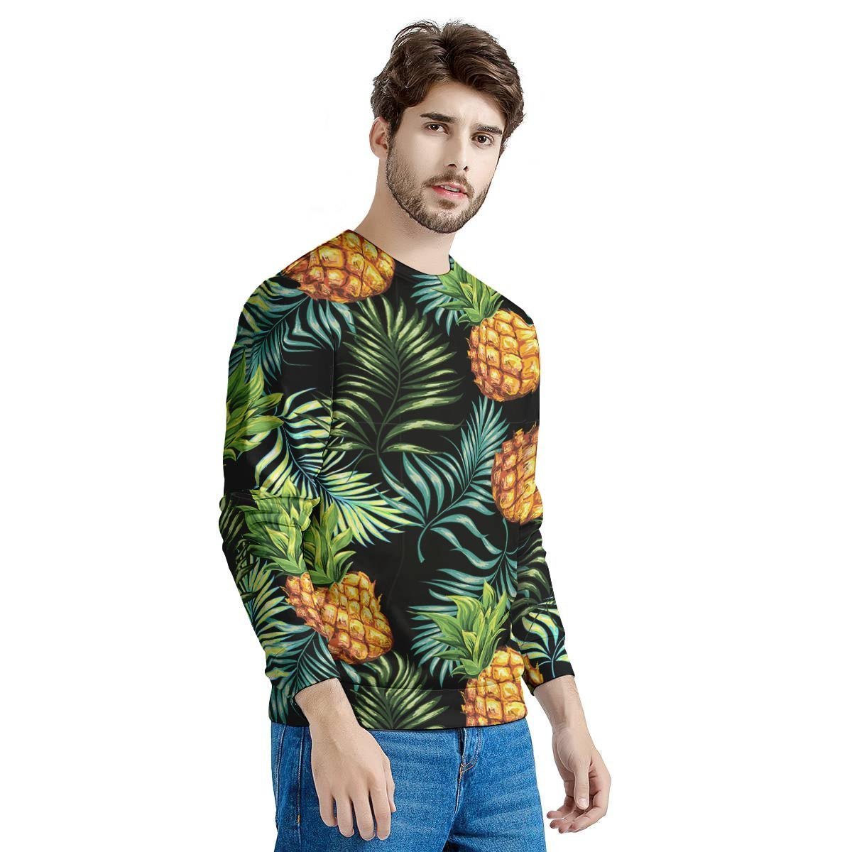 Tropical Palm Leaf Pineapple Print Men's Sweatshirt-grizzshop