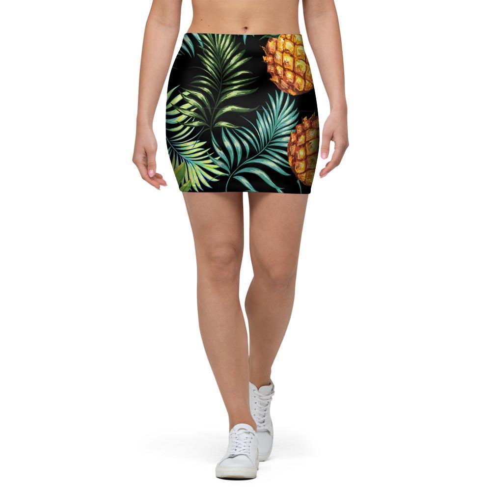 Tropical Palm Leaf Pineapple Print Mini Skirt-grizzshop