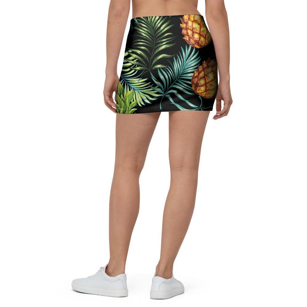 Tropical Palm Leaf Pineapple Print Mini Skirt-grizzshop