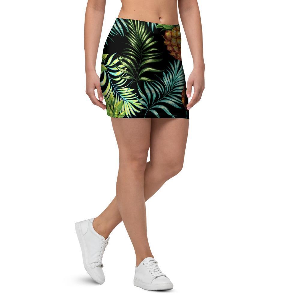 Tropical Palm Leaf Pineapple Print Mini Skirt-grizzshop