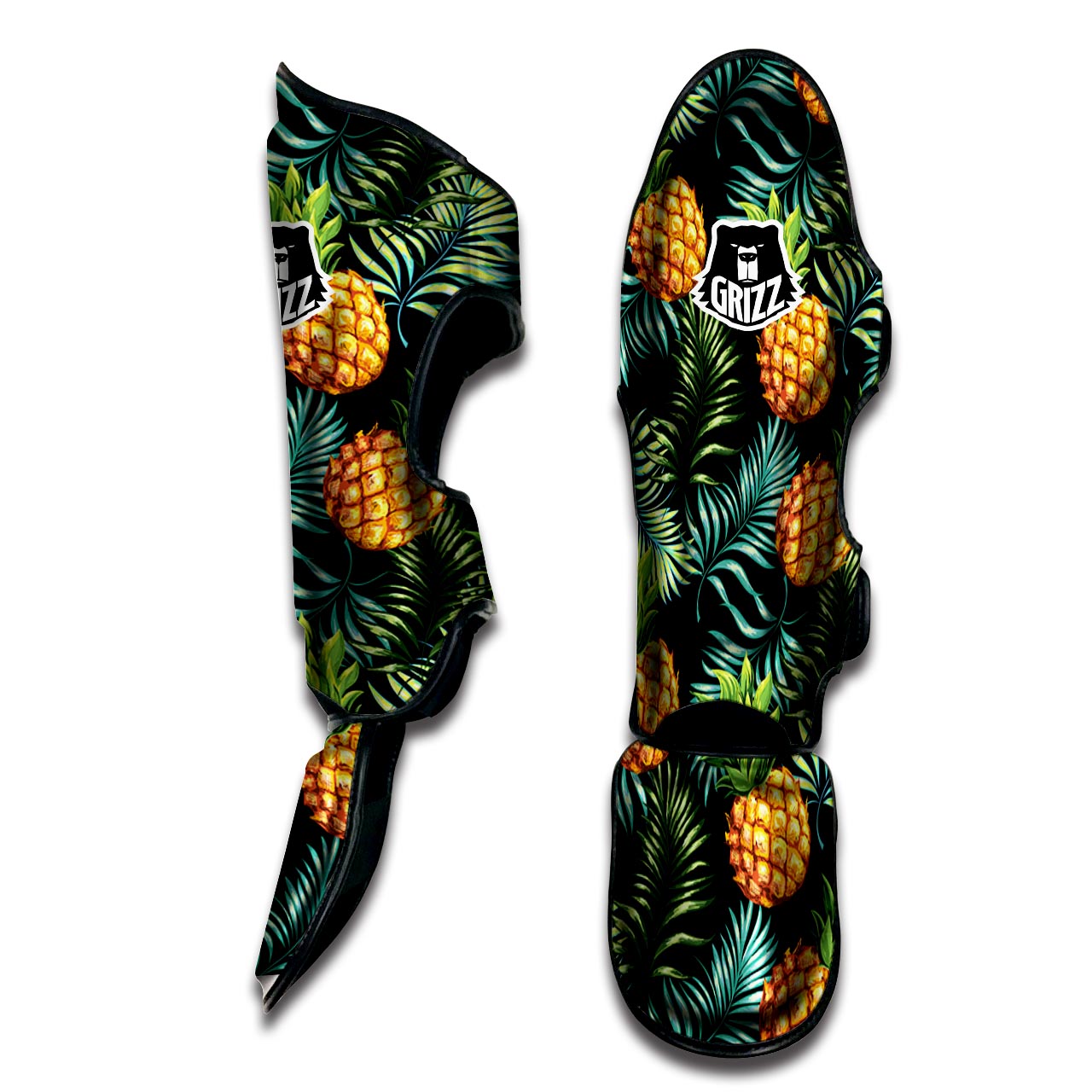 Tropical Palm Leaf Pineapple Print Muay Thai Shin Guard-grizzshop