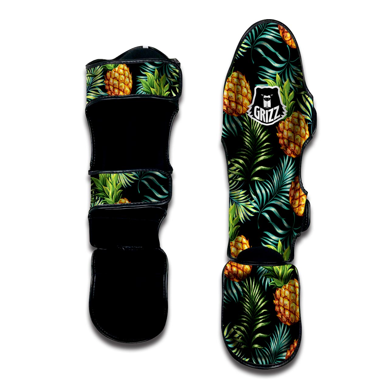 Tropical Palm Leaf Pineapple Print Muay Thai Shin Guard-grizzshop