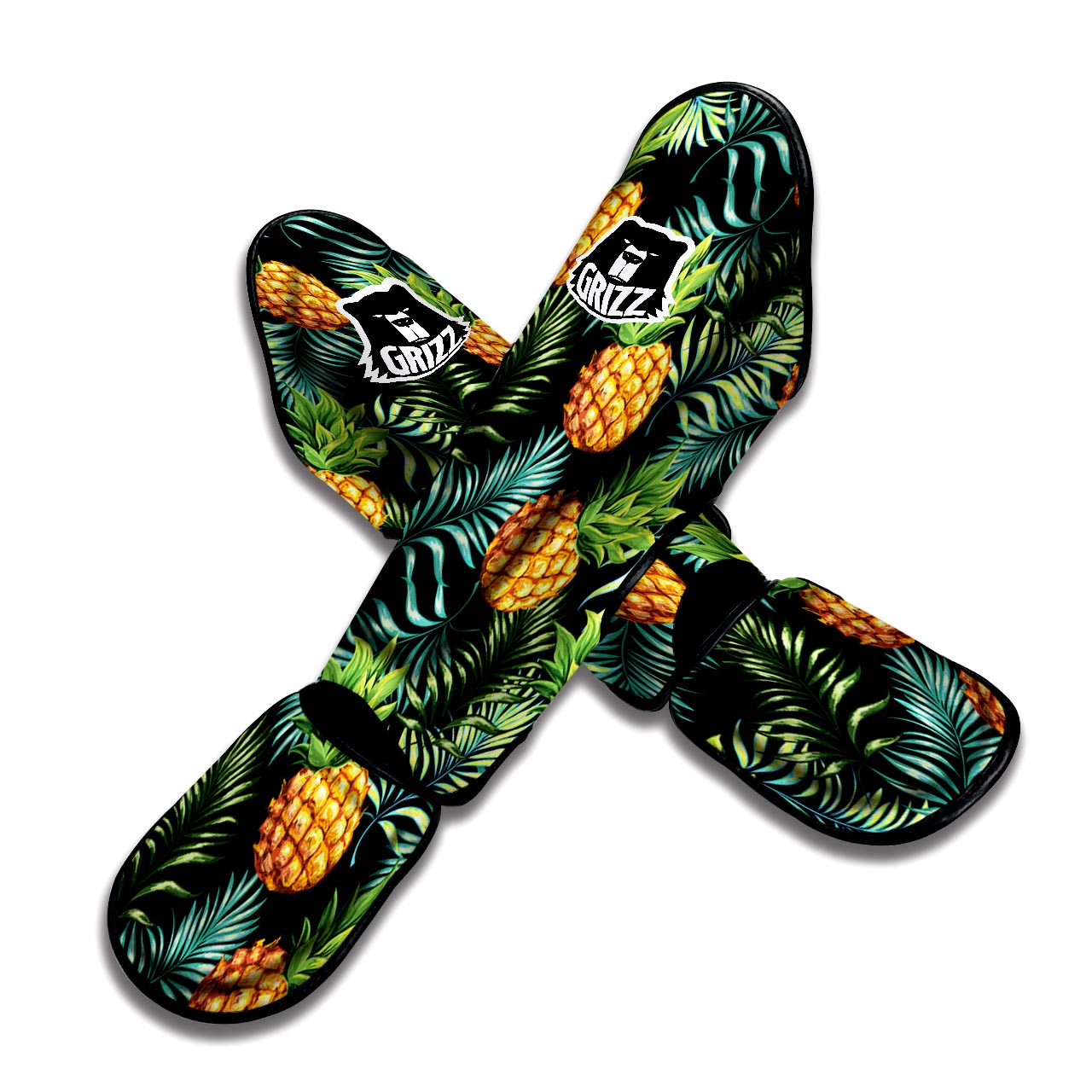 Tropical Palm Leaf Pineapple Print Muay Thai Shin Guard-grizzshop