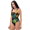 Tropical Palm Leaf Pineapple Print One Piece Swimsuite-grizzshop