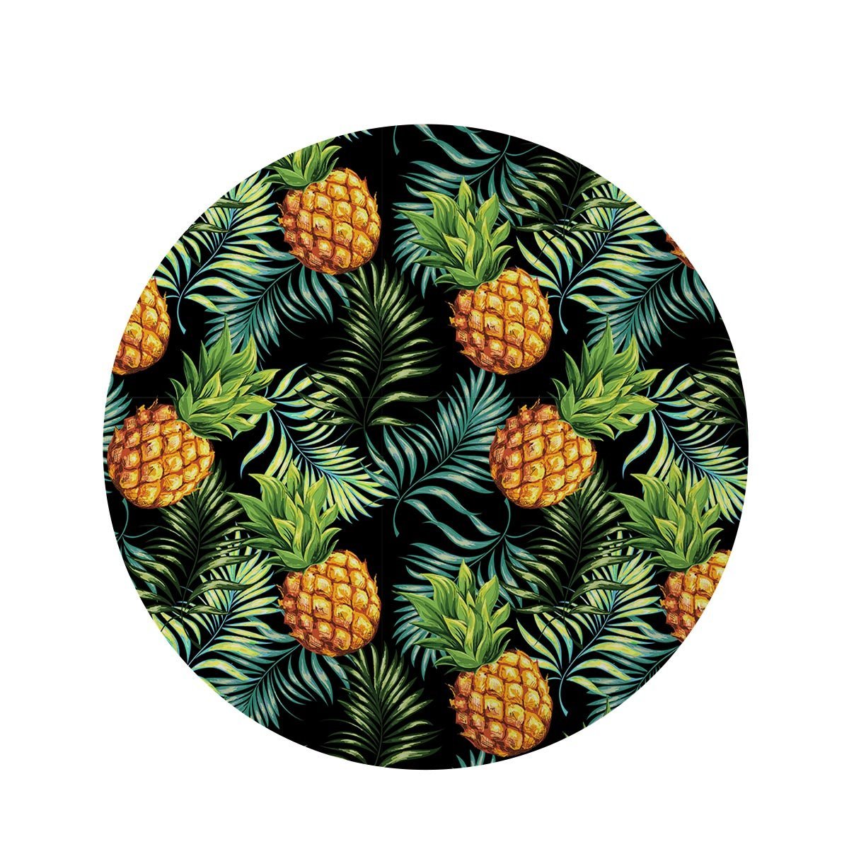 Tropical Palm Leaf Pineapple Print Round Rug-grizzshop