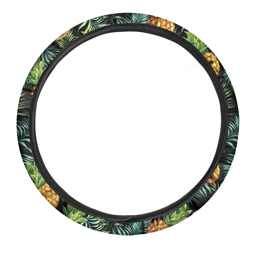 Tropical Palm Leaf Pineapple Print Steering Wheel Cover-grizzshop