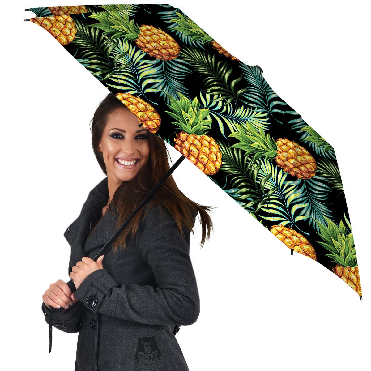 Tropical Palm Leaf Pineapple Print Umbrella-grizzshop