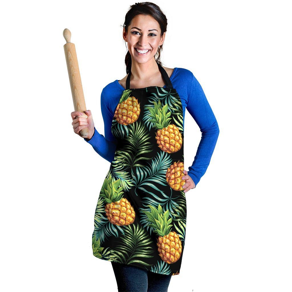 Tropical Palm Leaf Pineapple Print Women's Apron-grizzshop