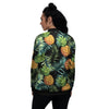 Tropical Palm Leaf Pineapple Print Women's Bomber Jacket-grizzshop