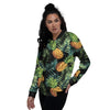 Tropical Palm Leaf Pineapple Print Women's Bomber Jacket-grizzshop