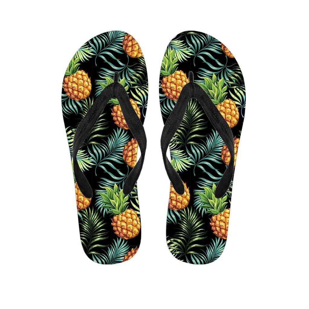 Tropical Palm Leaf Pineapple Print Women's Flip Flops-grizzshop