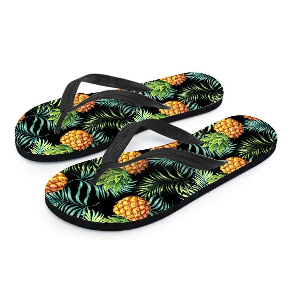 Tropical Palm Leaf Pineapple Print Women's Flip Flops-grizzshop