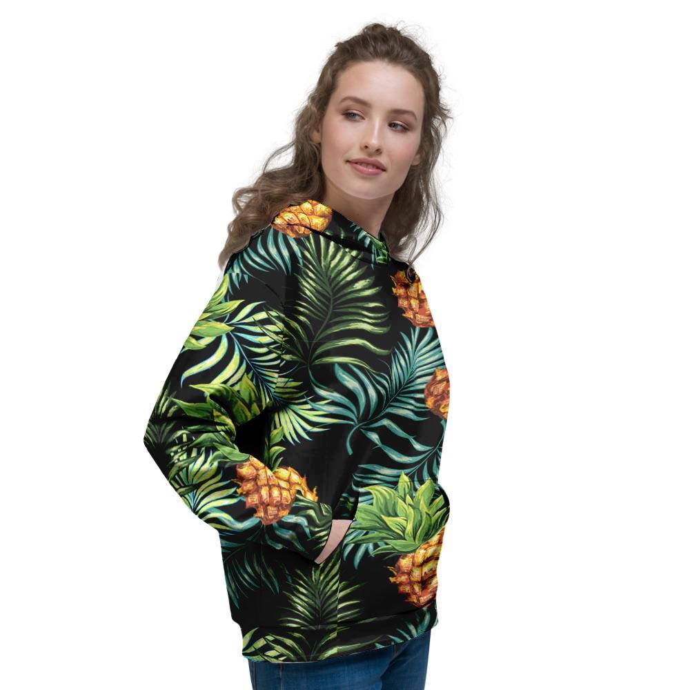 Tropical Palm Leaf Pineapple Print Women's Hoodie-grizzshop