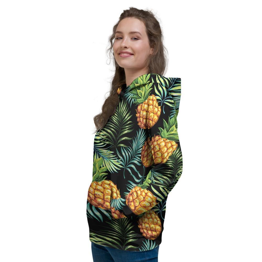 Tropical Palm Leaf Pineapple Print Women's Hoodie-grizzshop