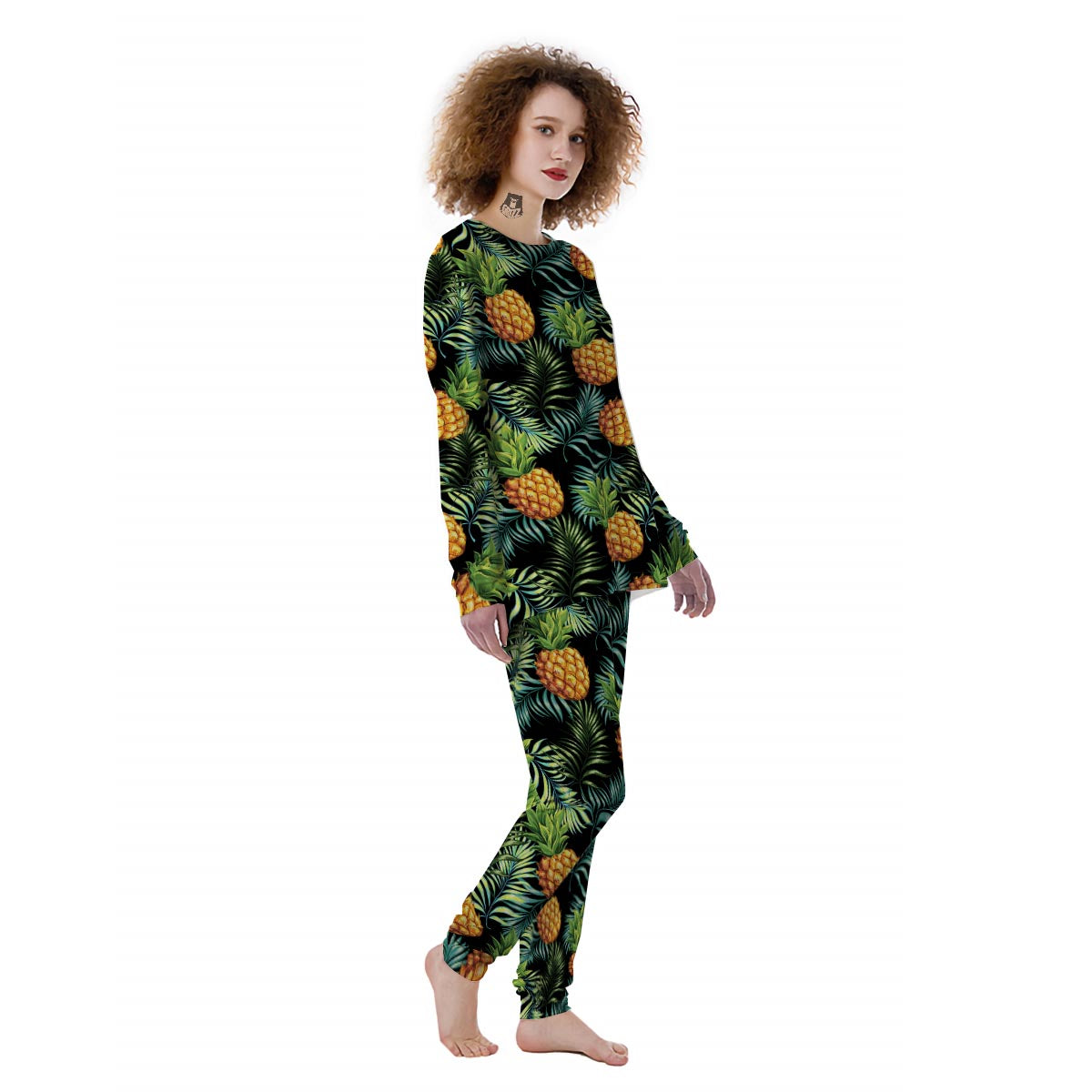 Tropical Palm Leaf Pineapple Print Women's Pajamas-grizzshop