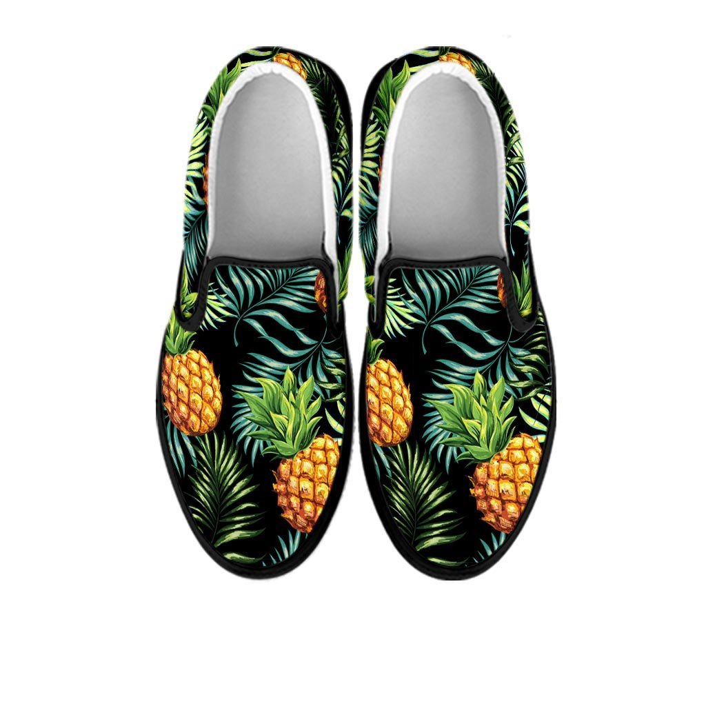 Tropical Palm Leaf Pineapple Print Women's Slip On Sneakers-grizzshop