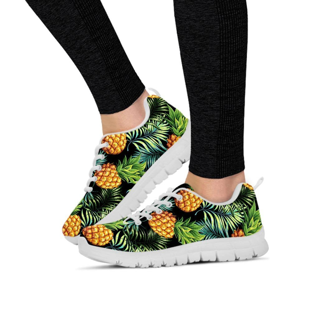 Tropical Palm Leaf Pineapple Print Women's Sneakers-grizzshop