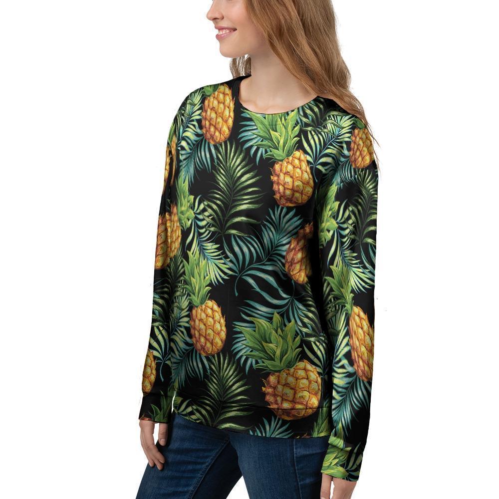 Tropical Palm Leaf Pineapple Print Women's Sweatshirt-grizzshop