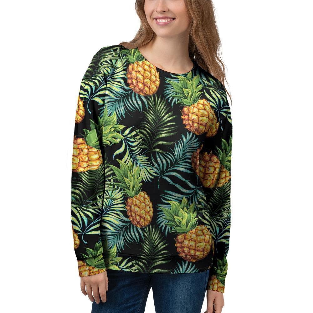 Tropical Palm Leaf Pineapple Print Women's Sweatshirt-grizzshop