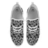 Tropical Palm Leaf White And Black Print White Athletic Shoes-grizzshop