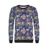 Tropical Palm Leave Peacock Tiger Elephant Women Crewneck Sweatshirt-grizzshop