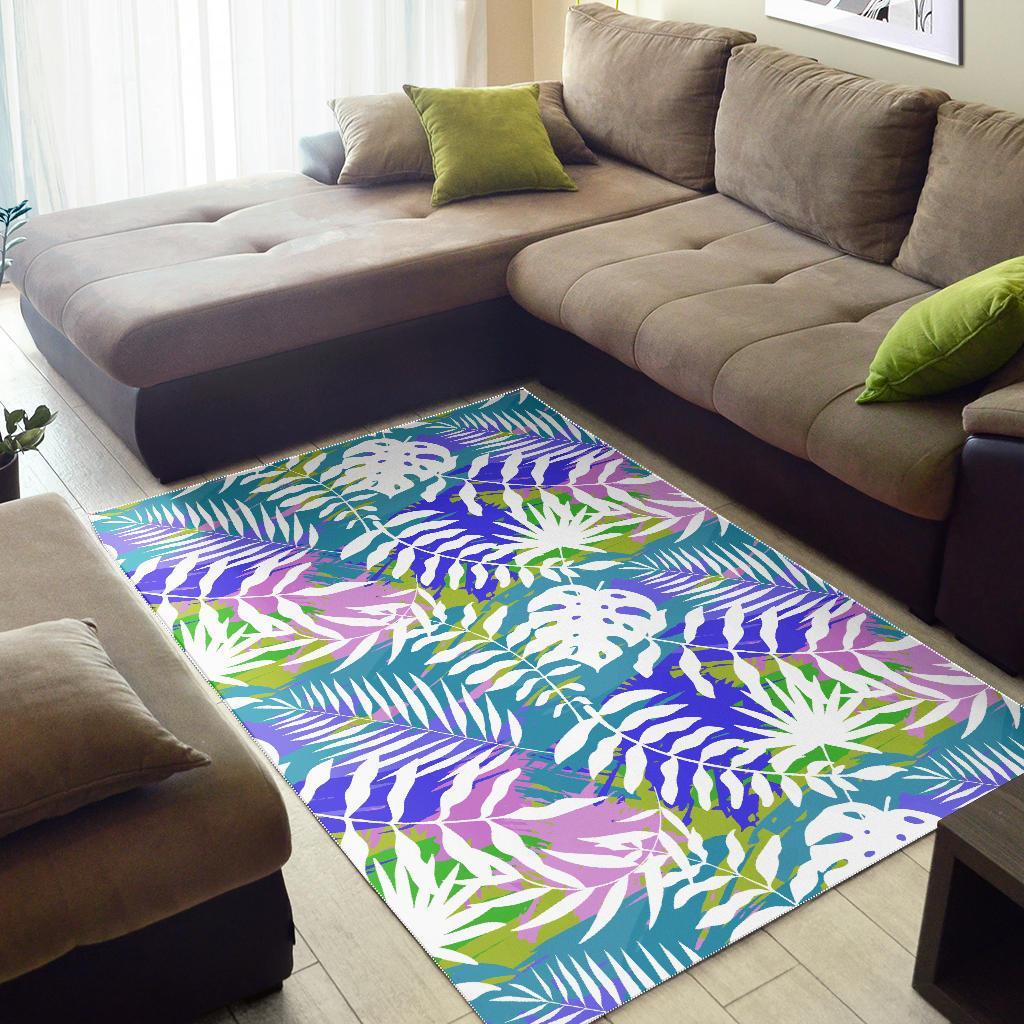 Tropical Palm Leaves Hawaiian Pattern Print Floor Mat-grizzshop