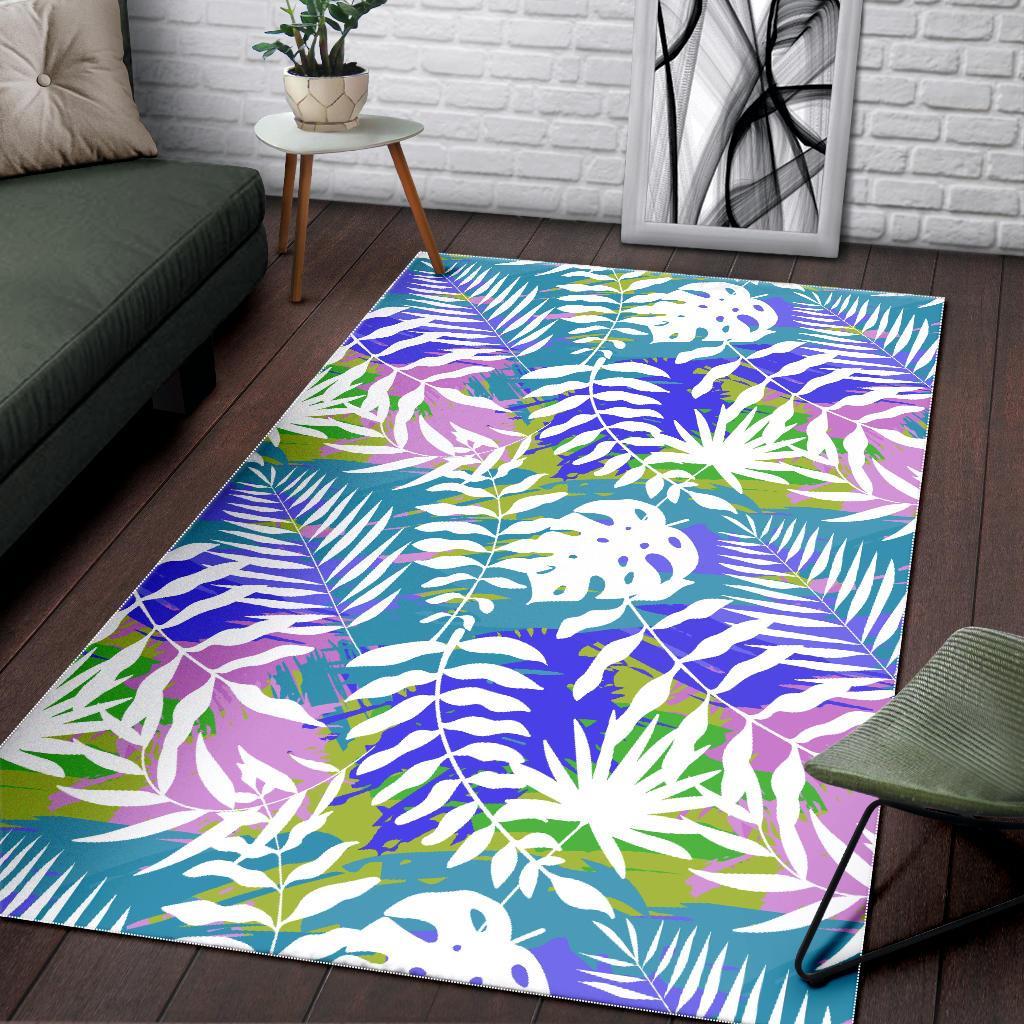 Tropical Palm Leaves Hawaiian Pattern Print Floor Mat-grizzshop