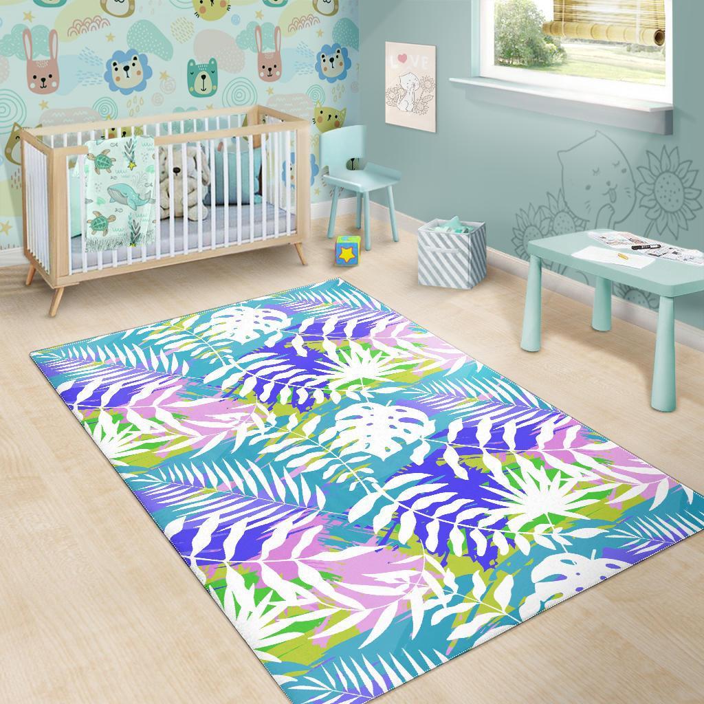 Tropical Palm Leaves Hawaiian Pattern Print Floor Mat-grizzshop