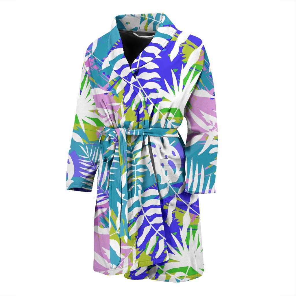 Tropical Palm Leaves Hawaiian Pattern Print Men Long Robe-grizzshop