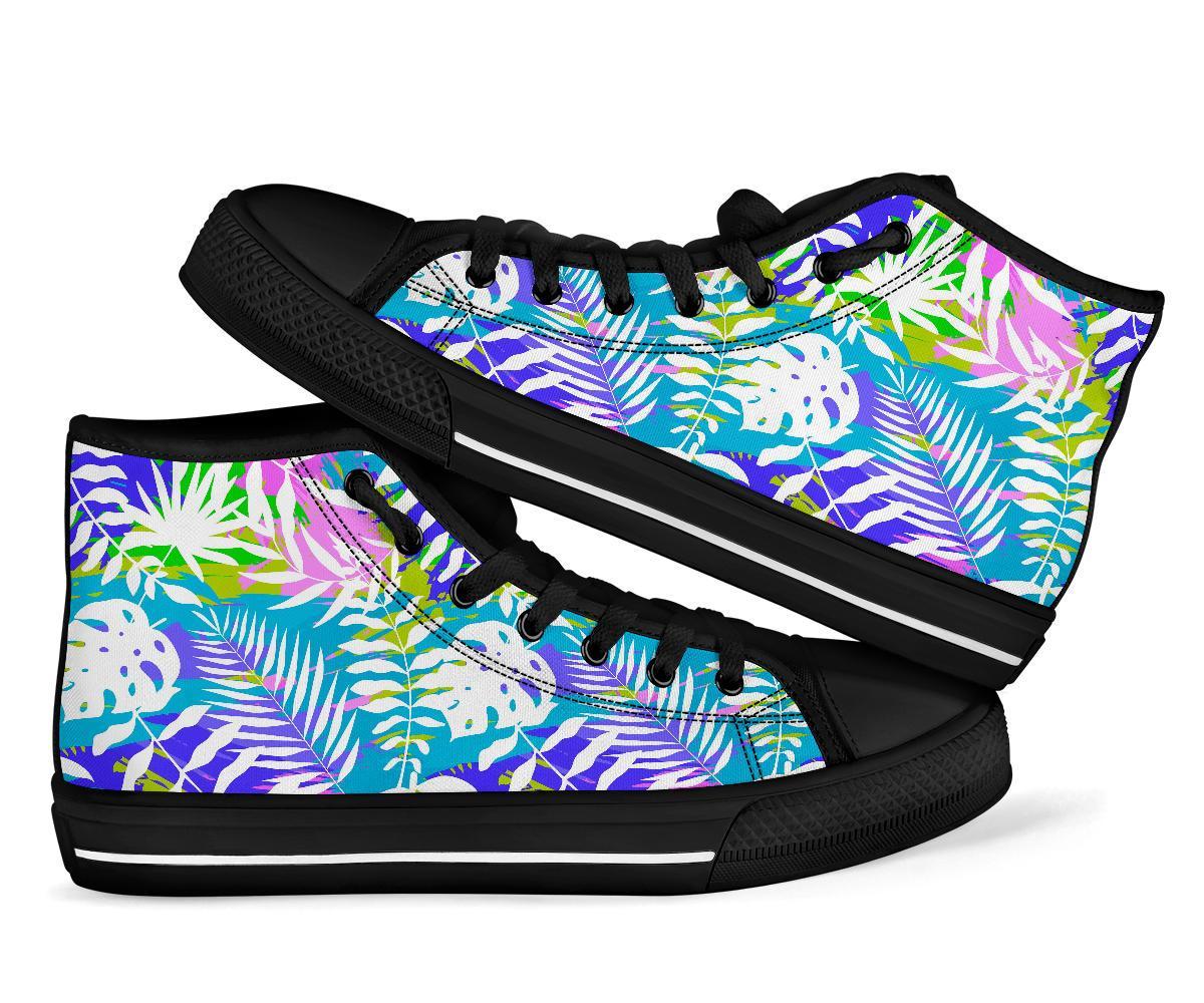 Tropical Palm Leaves Hawaiian Pattern Print Men Women's High Top Shoes-grizzshop