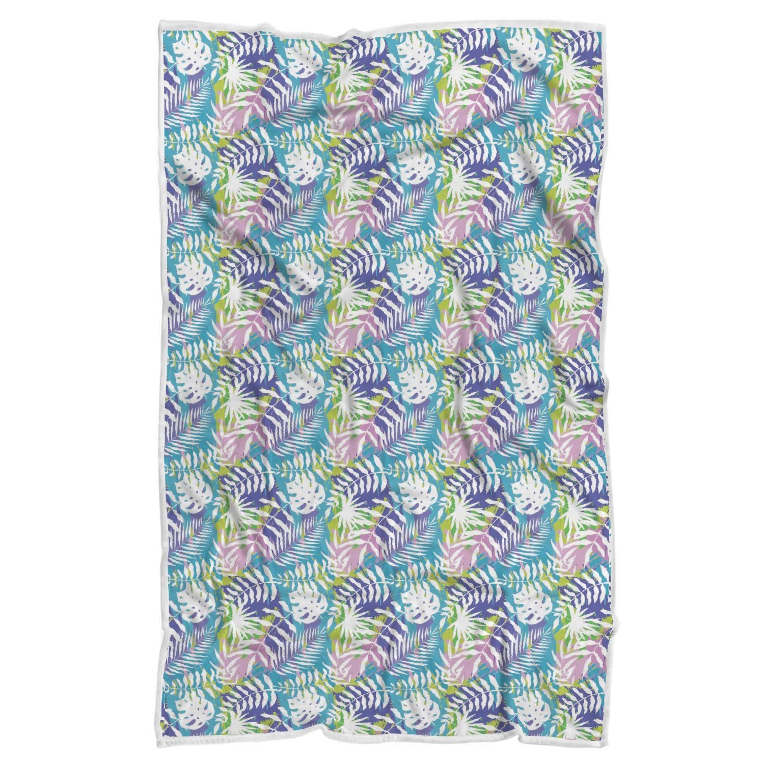 Tropical Palm Leaves Hawaiian Pattern Print Throw Blanket-grizzshop