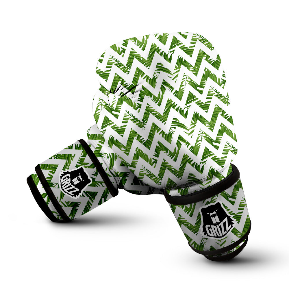Tropical Palm Leaves Tropical Zigzag Print Pattern Boxing Gloves-grizzshop