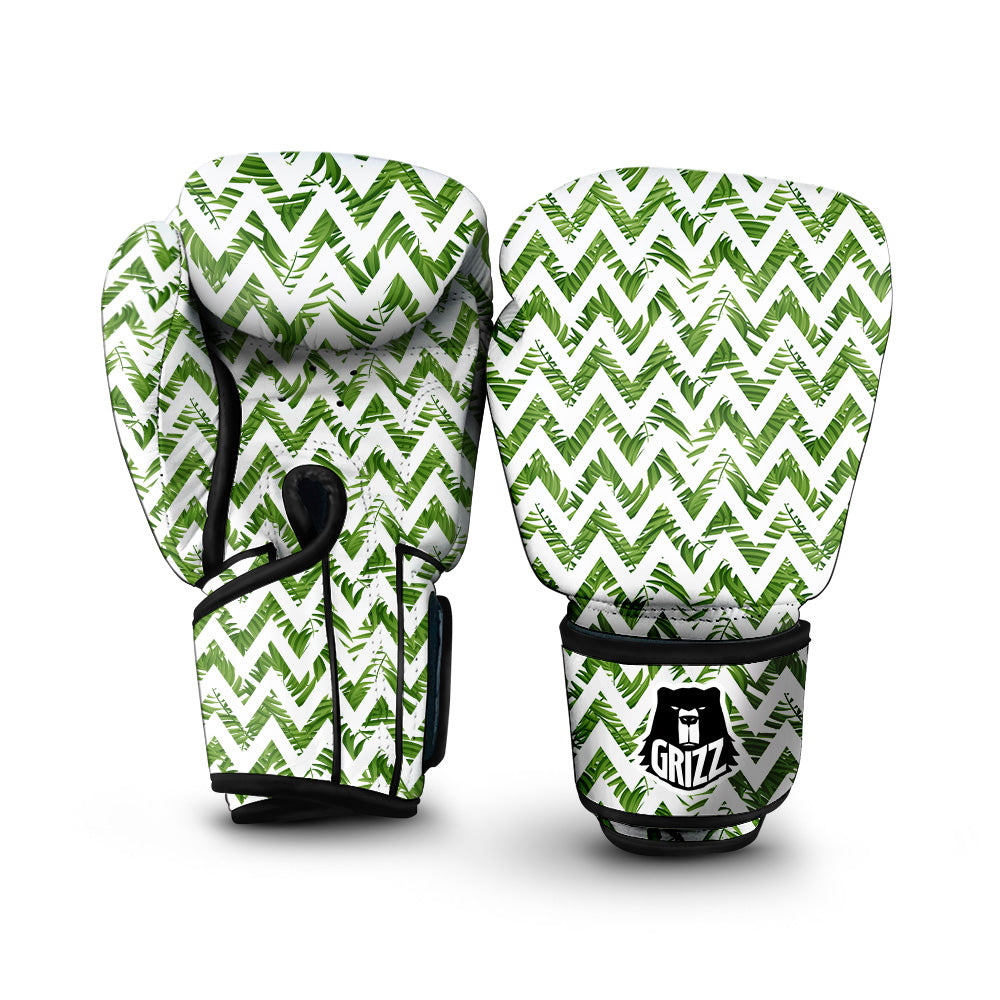 Tropical Palm Leaves Tropical Zigzag Print Pattern Boxing Gloves-grizzshop