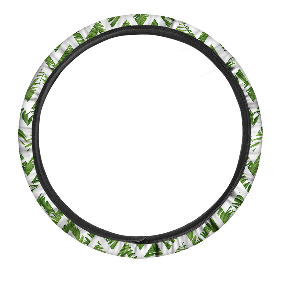 Tropical Palm Leaves Tropical Zigzag Print Pattern Car Steering Wheel Cover-grizzshop