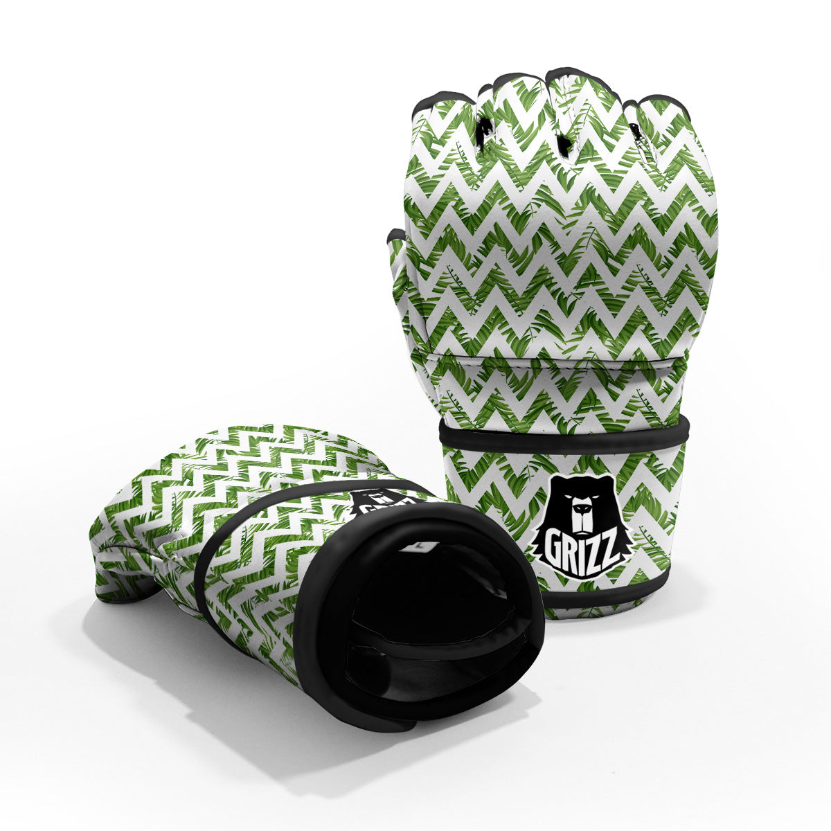 Tropical Palm Leaves Tropical Zigzag Print Pattern MMA Gloves-grizzshop