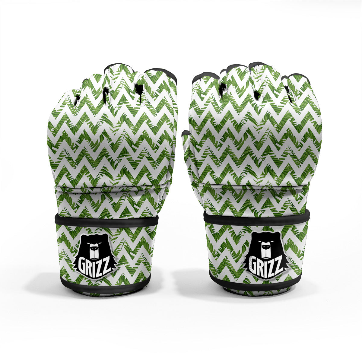 Tropical Palm Leaves Tropical Zigzag Print Pattern MMA Gloves-grizzshop