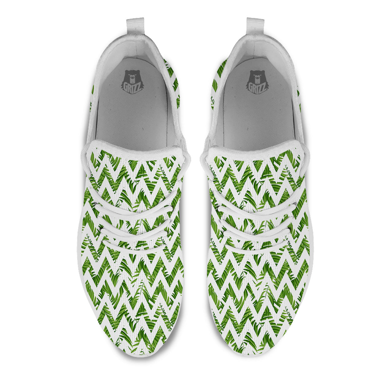 Tropical Palm Leaves Tropical Zigzag Print Pattern White Athletic Shoes-grizzshop