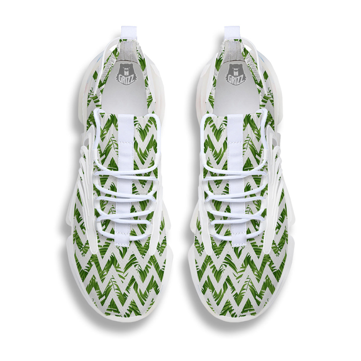 Tropical Palm Leaves Tropical Zigzag Print Pattern White Gym Shoes-grizzshop