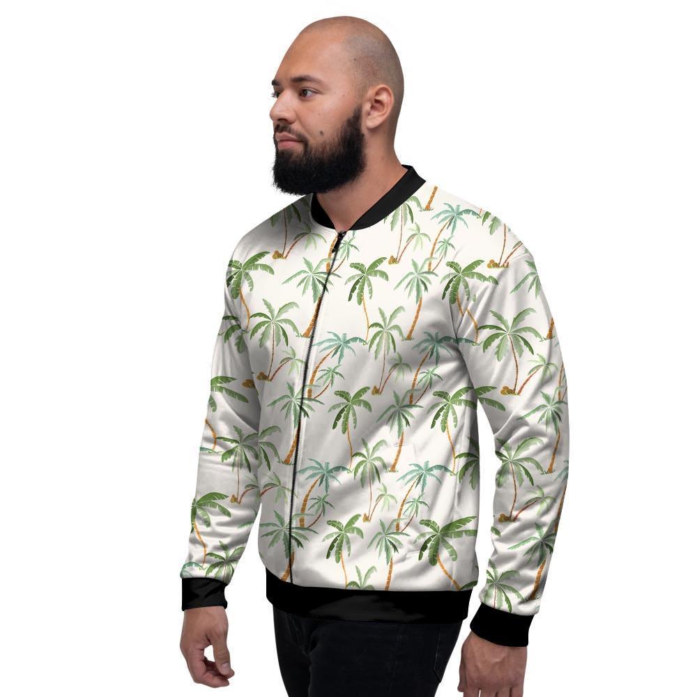 Tropical Palm Tree Hawaiian Print Men's Bomber Jacket-grizzshop