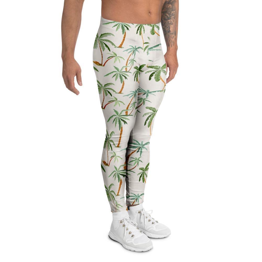 Tropical Palm Tree Hawaiian Print Men's Leggings-grizzshop