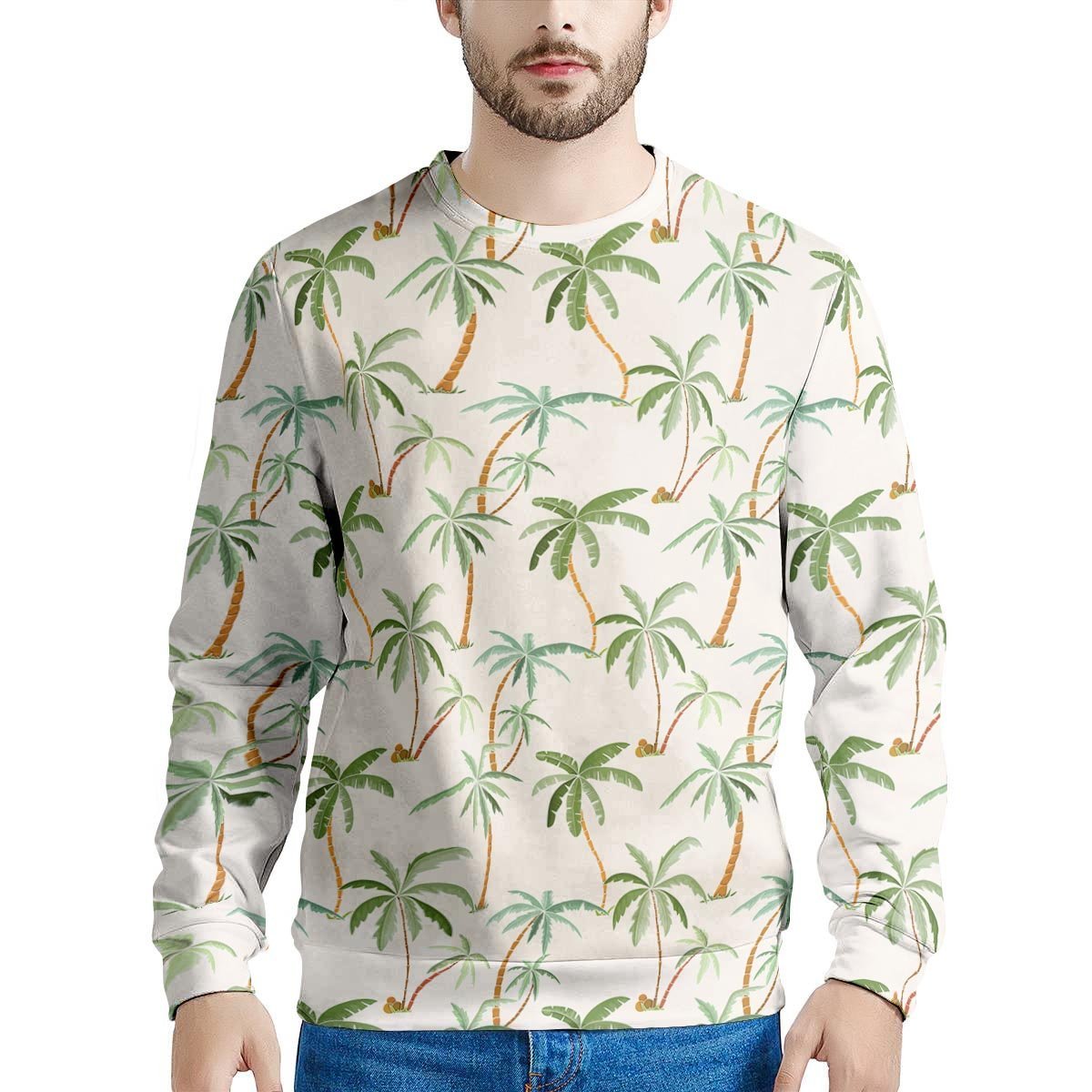 Tropical Palm Tree Hawaiian Print Men's Sweatshirt-grizzshop